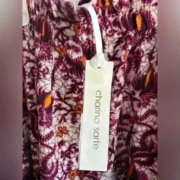 NWT Charina Sarte Ibiza Paperbag Waist Printed Pants Size Large $224 MSRP - Picture 7 of 11